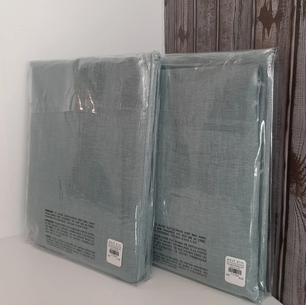 *West Elm Sheer European Flax Linen Pole Pocket Panels 84